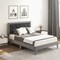 Full/Queen Platform Bed with High Headboard, Wooden Slats, Sturdy Frame, Modern Design